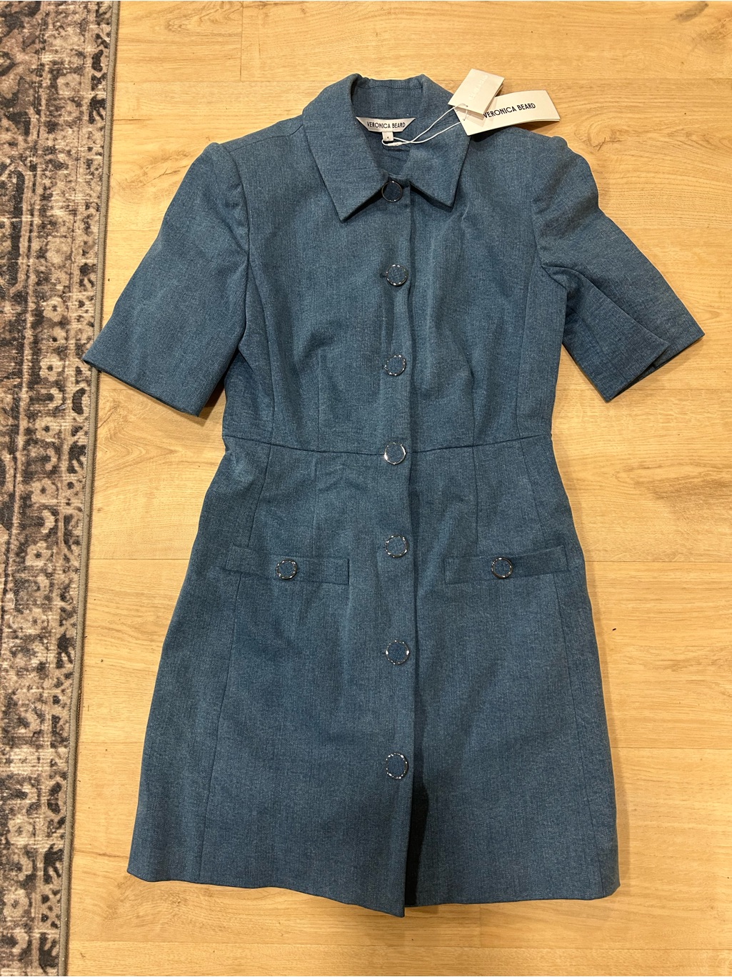 Veronica Beard Sea Glare Blue Paige Shirt Dress
